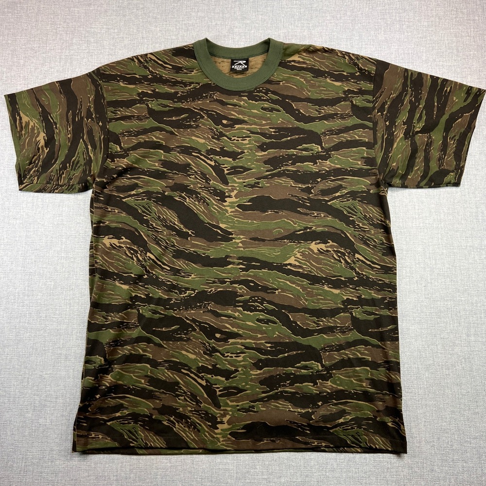 Rothco Tiger Stripe Camo T Shirt Men 3XL Green Brown Military Short Sleeve Y2K
